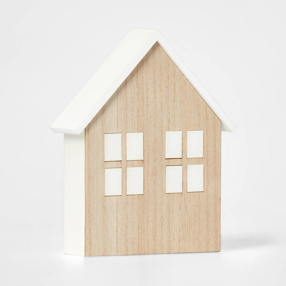 Wood & Enamel House Decorative Figurine White - Wondershop | Target