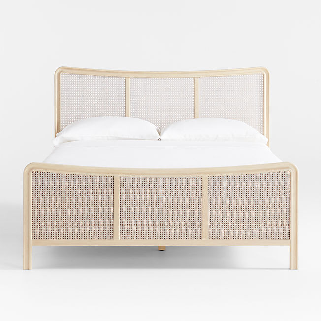 Fields Cane and White Oak Wood Queen Bed by Leanne Ford + Reviews | Crate & Barrel | Crate & Barrel