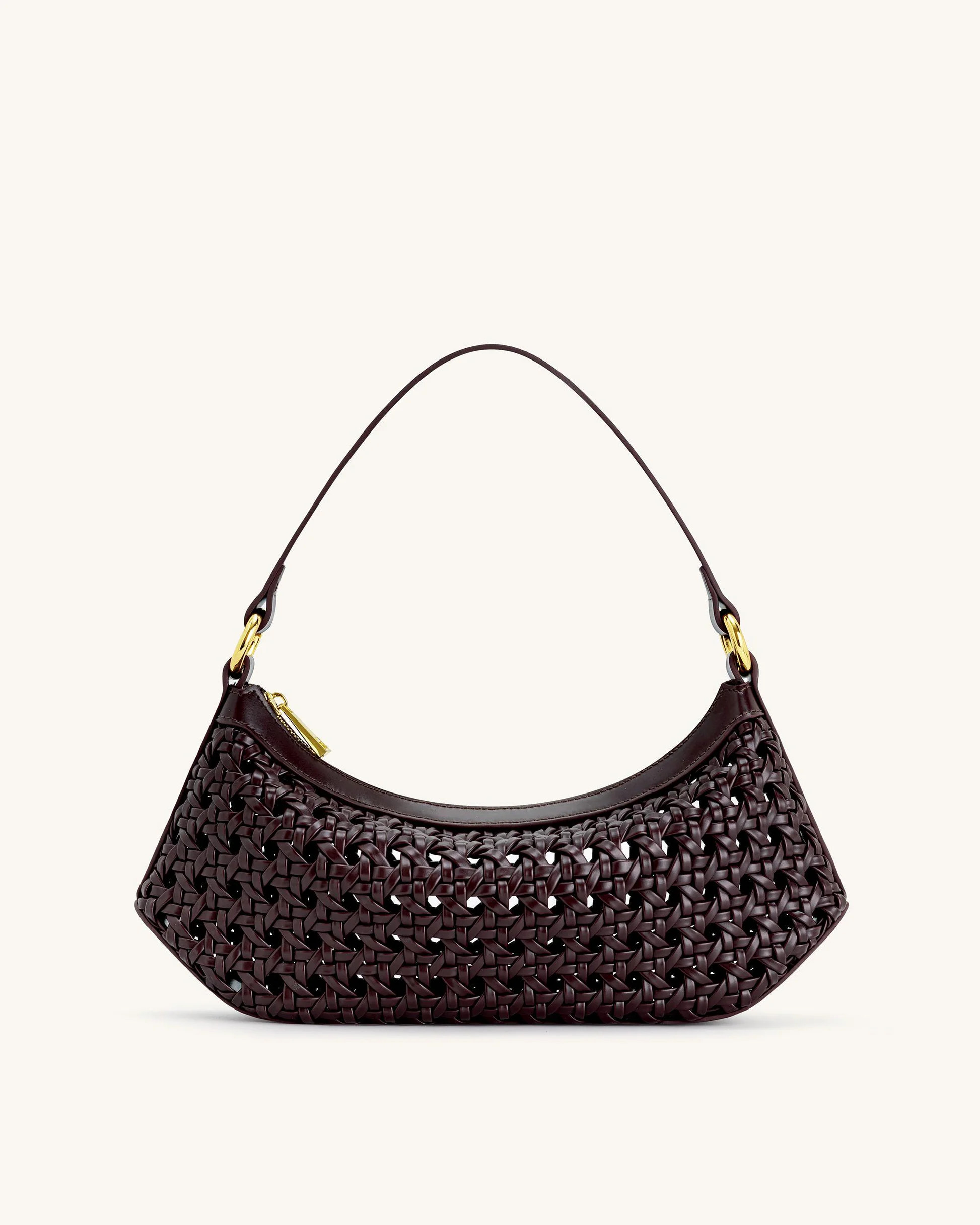 Lily Faux Bamboo Woven Shoulder Bag - Deep Claret | JW PEI US