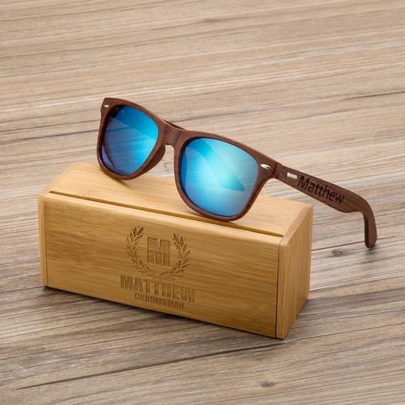 Personalized Walnut Wood Wooden Sunglasses, Engraved Unisex Sunglasses, Wooden Box, Mens Gift, Gr... | Etsy (US)