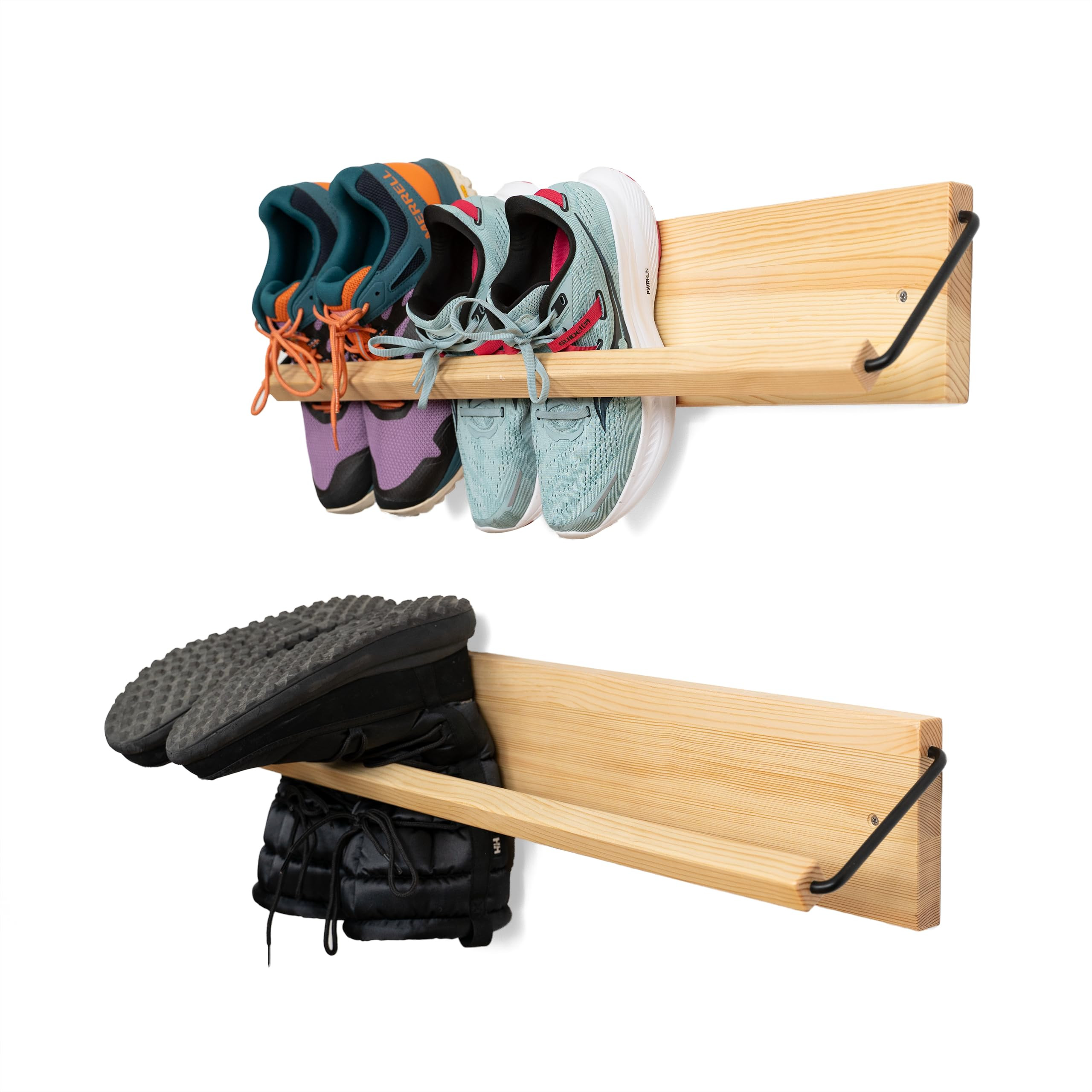 Wall Mounted Shoe Rack - A Wooden, Modern, Slim, and Small Shoe Storage Solution for Shoes and Bo... | Amazon (US)