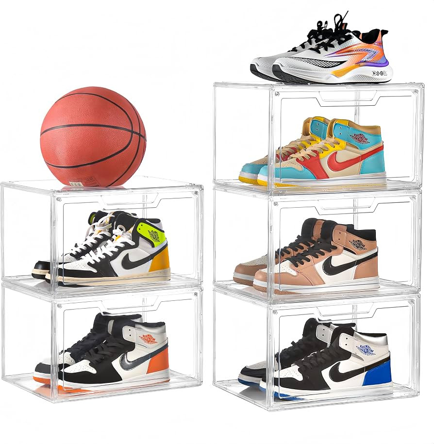 Magnetic Acrylic Clear Shoe Boxes \u2013 360\u00b0 Transparent Stackable Sneaker Storage & Organi... | Amazon (US)
