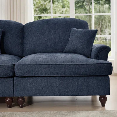 Elegant Mid Century 4 Seater Sofa Couch With Flared Arms, Removable Skirts And Spindle Legs, Ideal For Comfortable Living Room Seating | Wayfair North America