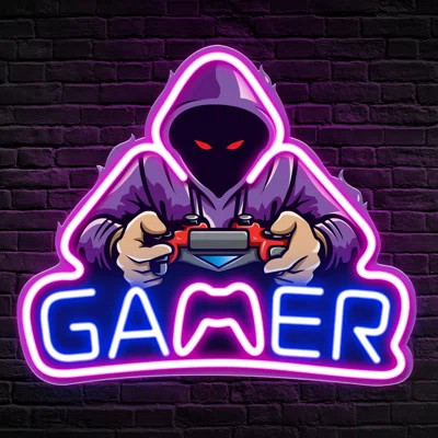 Gamer Neon Sign, UV Printed Gaming Neon Sign For Gamer Room Decor - LED Video Game Neon Lights For Bedroom, Gaming Wall Decor - Gamer Gifts For Teenag | Wayfair North America