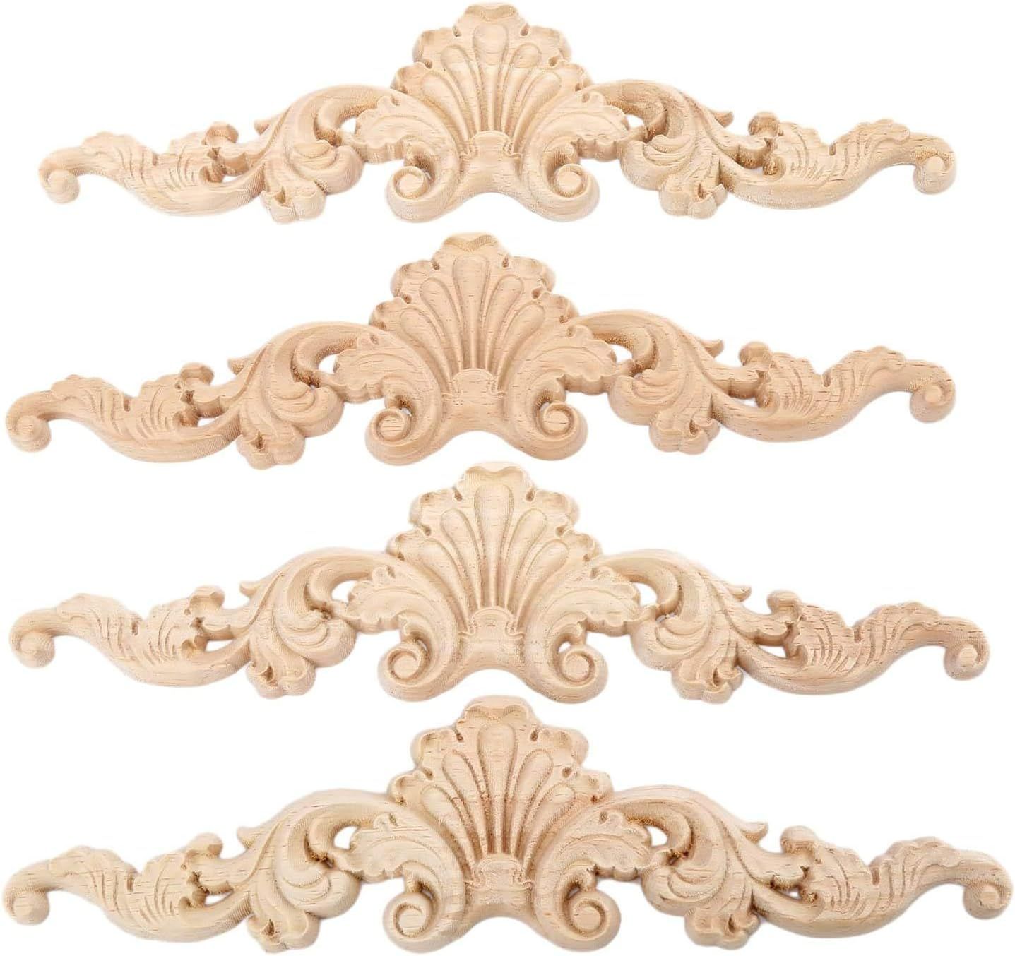 MUXSAM Wood Carved Onlays Appliques, Clear Carving Details Overlay Craft Decals for Cabinet Wall ... | Amazon (US)
