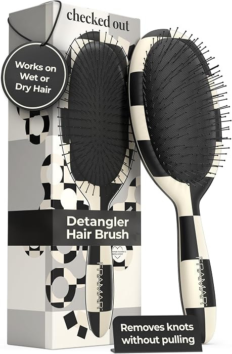 FRAMAR Checkered Print Hair Brush Detangler \u2013 Wet Hair Brushes For Women, Womens Hair Brush,... | Amazon (US)