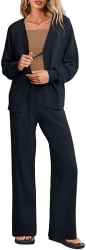 Tankaneo Womens 2 Piece Sweater Sets Oversized Tie Front Cardigan Elastic Waist Pants 2025 Matchi... | Amazon (US)