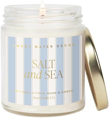 Sweet Water Decor Salt and Sea Patterned Candle – Soy Candles with Sea Salt, Citrus, Musk, Ambe... | Amazon (US)