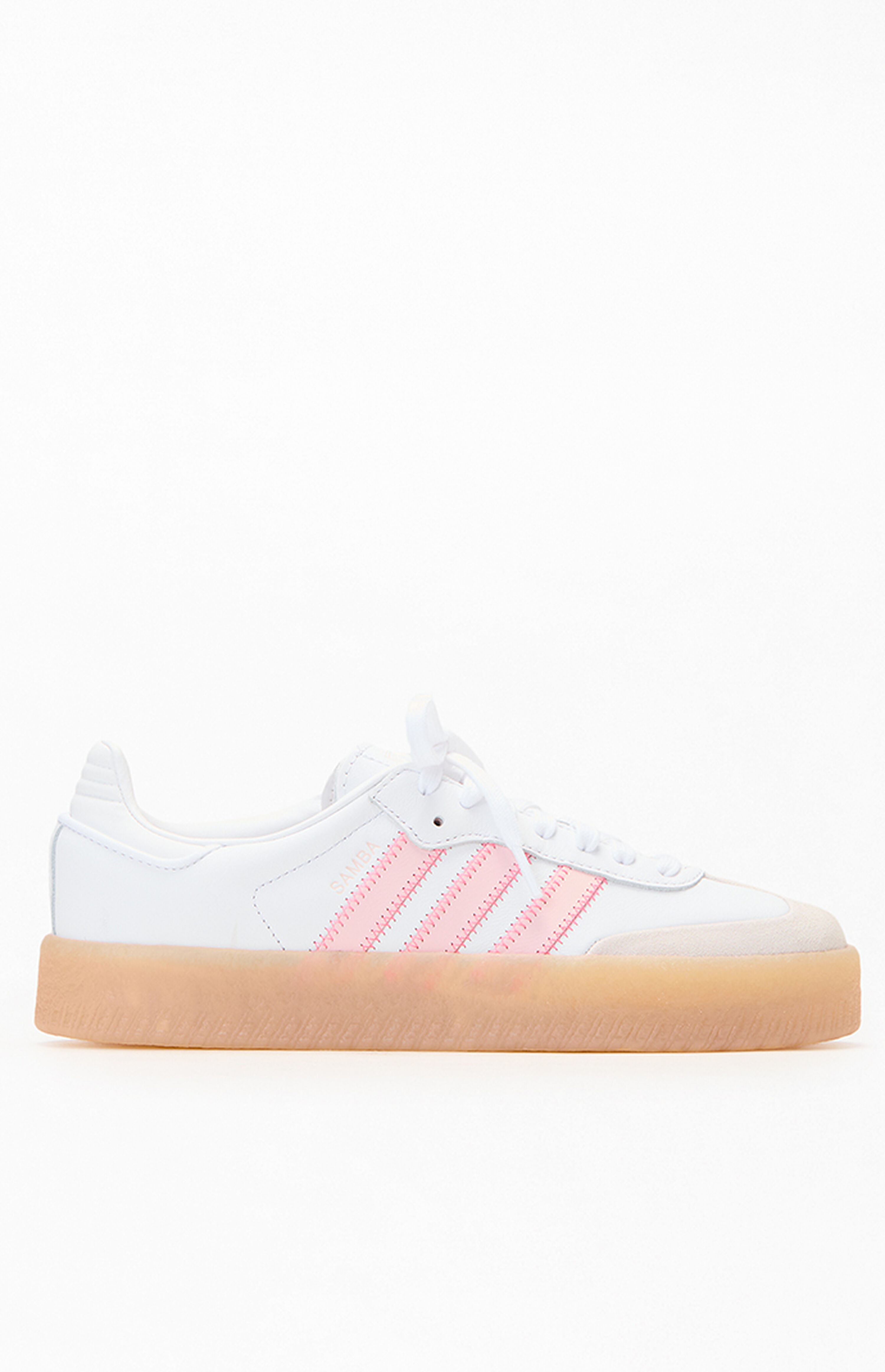 adidas Women's White & Pink Samba Sneakers | PacSun