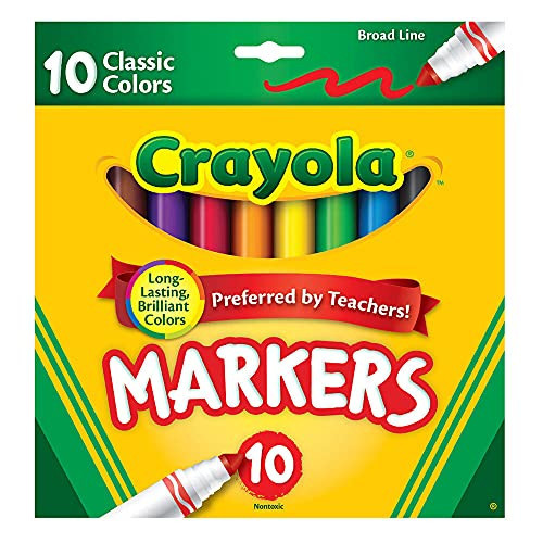 Crayola Broad Line Markers, Classic Colors 10 Each, 10 Count (Pack of 1) | Amazon (US)