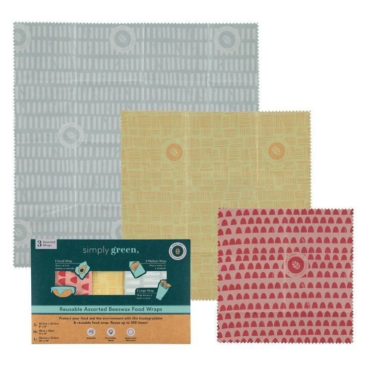 Simply Green Beeswax Food Wraps Assorted - 3pc | Target