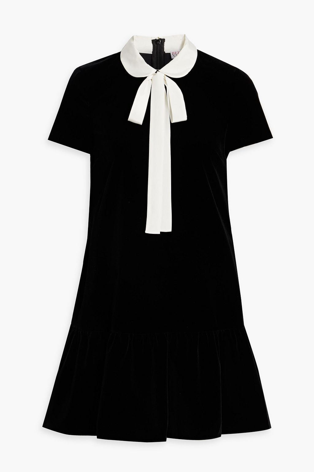 REDVALENTINO Pussy-bow cotton-blend velvet mini dress | THE OUTNET | The Outnet (US and CA)