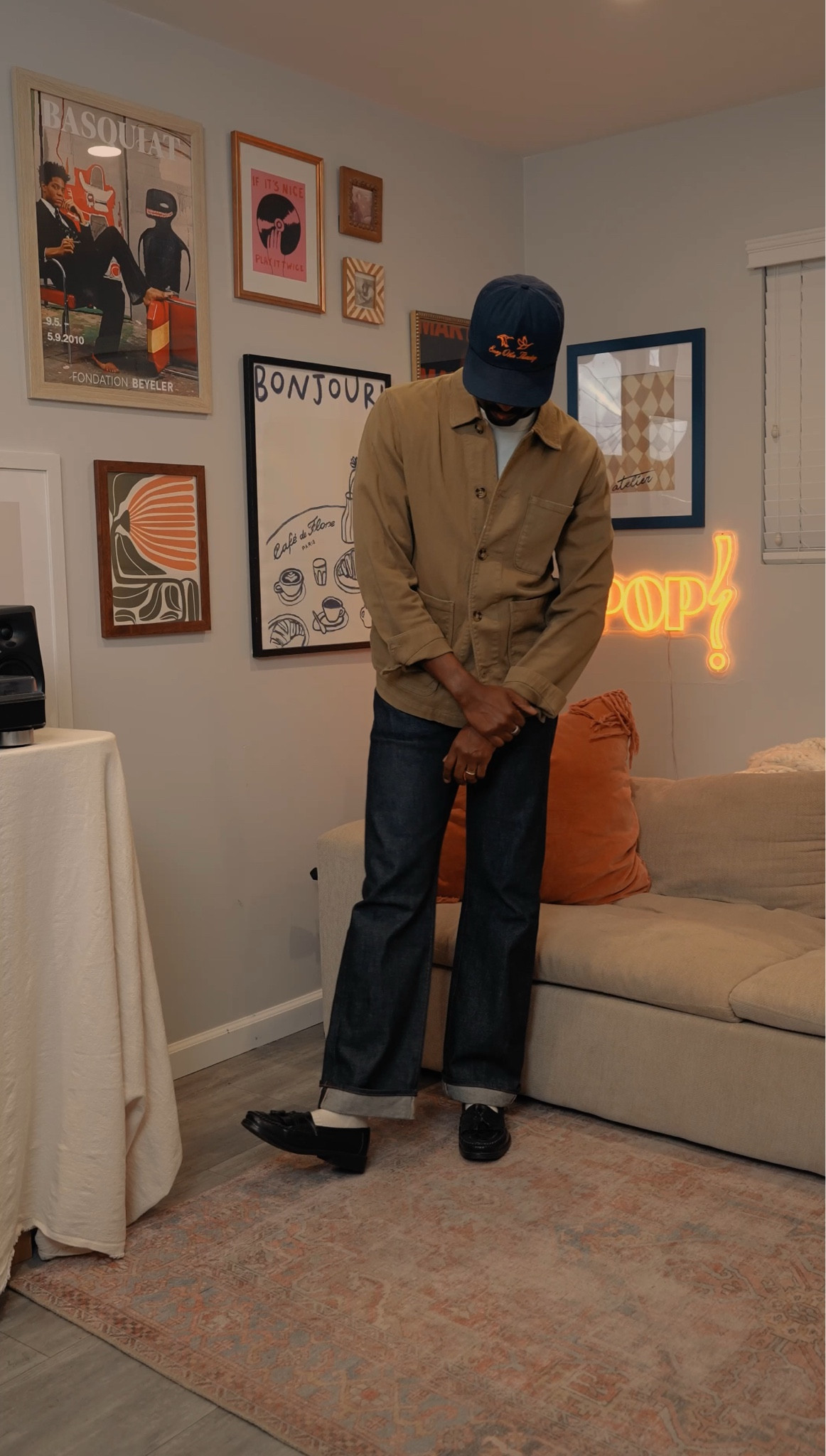 A simple fall layering outfit. A pair of dark washed jeans that are well lived in, basic white T-shirt, of course from Buck Mason and probably the most talked about jacket this season a coat, but make it unique in an olive color.

#LTKSeasonal #LTKMens