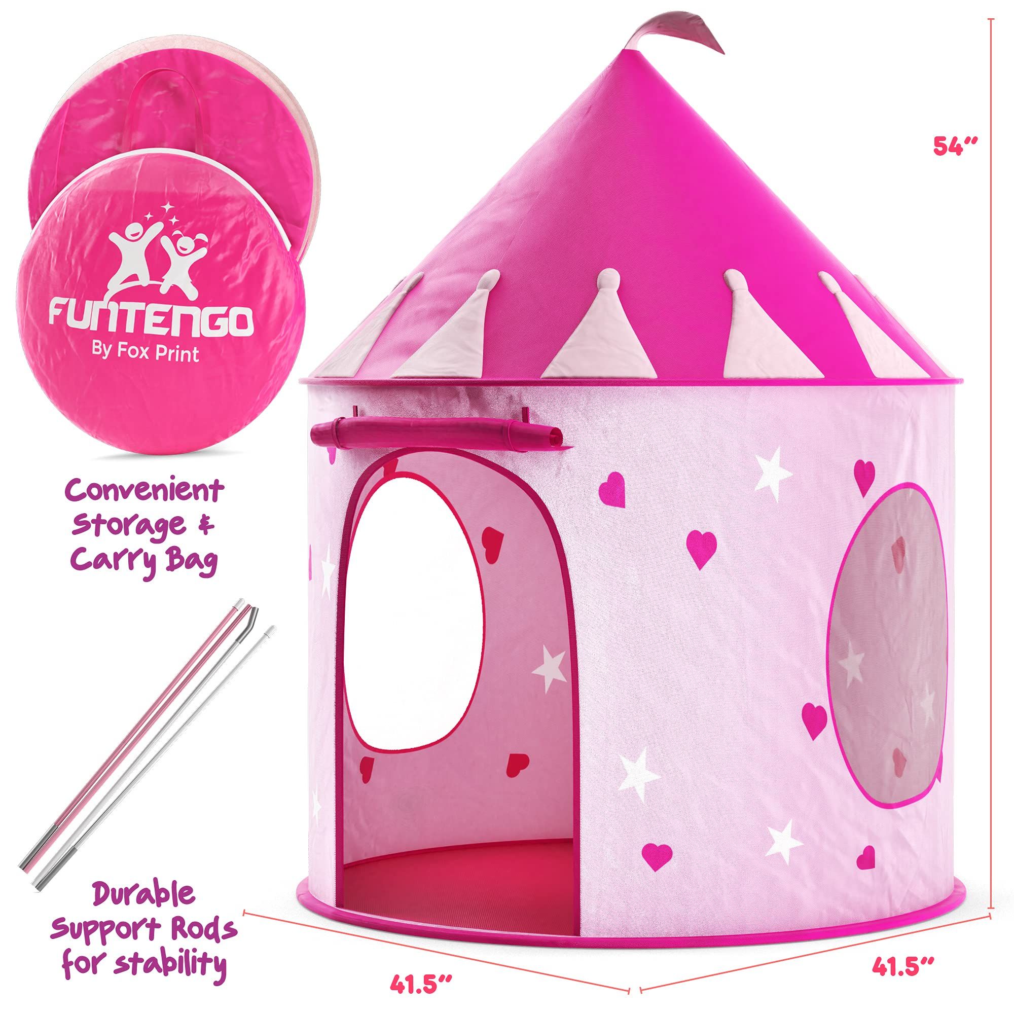 FoxPrint Princess Castle Play Tent With Glow In The Dark Stars, Conveniently Folds In To A Carrying  | Amazon (US)