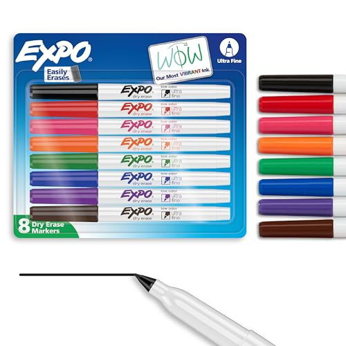 EXPO Low Odor Dry Erase Markers Ultra-Fine Tip Assorted Colors 8 Count | Amazon (US)