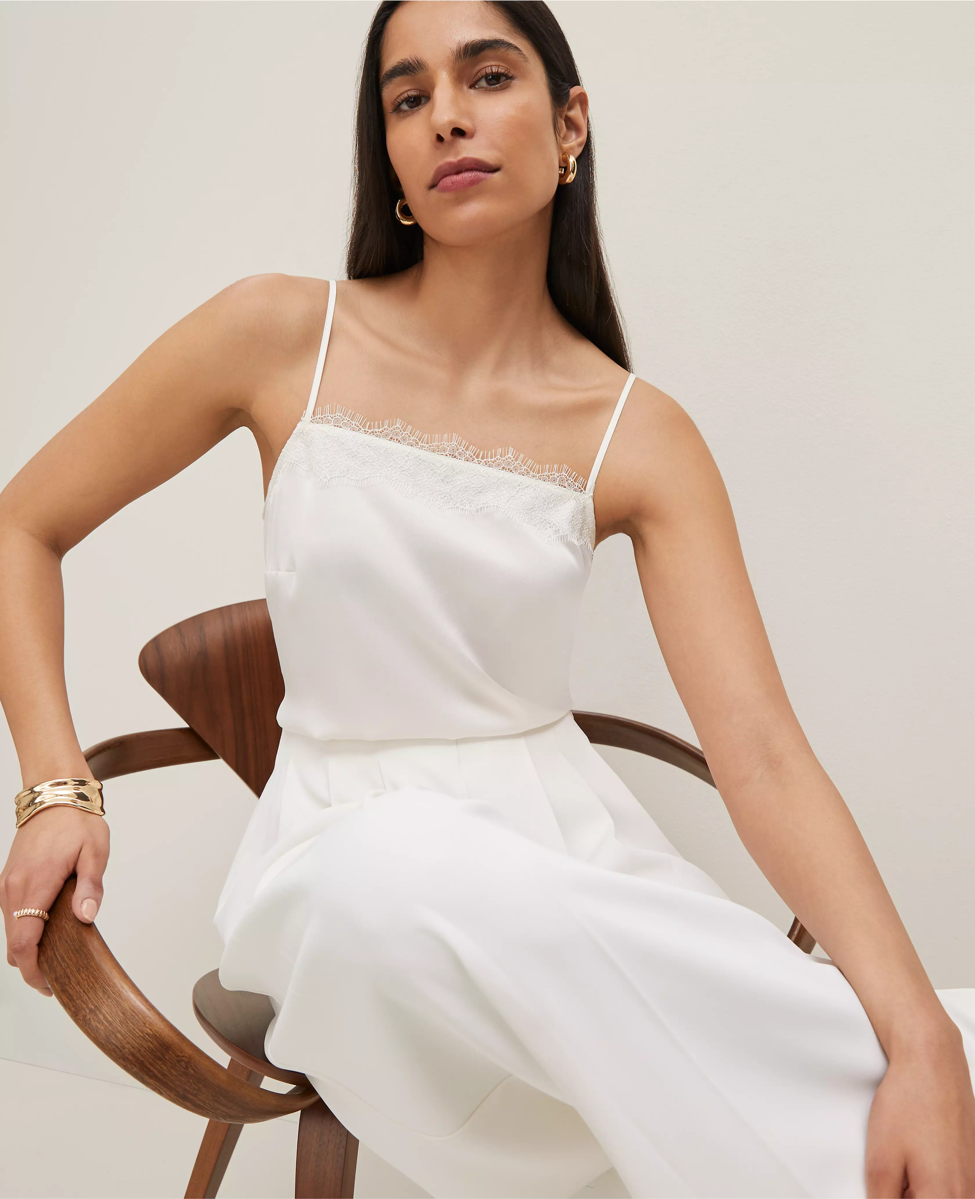 Lace Trim Square Neck Tank Top | Ann Taylor