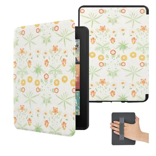Cover for All New 7 Inch Kindle Paperwhite 12th Gen 2024/ Colorsoft Signature Edition(NOT for 6.8 Inch 2022) - Cute Case with Hand Strap - Cute Lily Flower for Women Girls - William Morris The Daisy | Amazon (US)