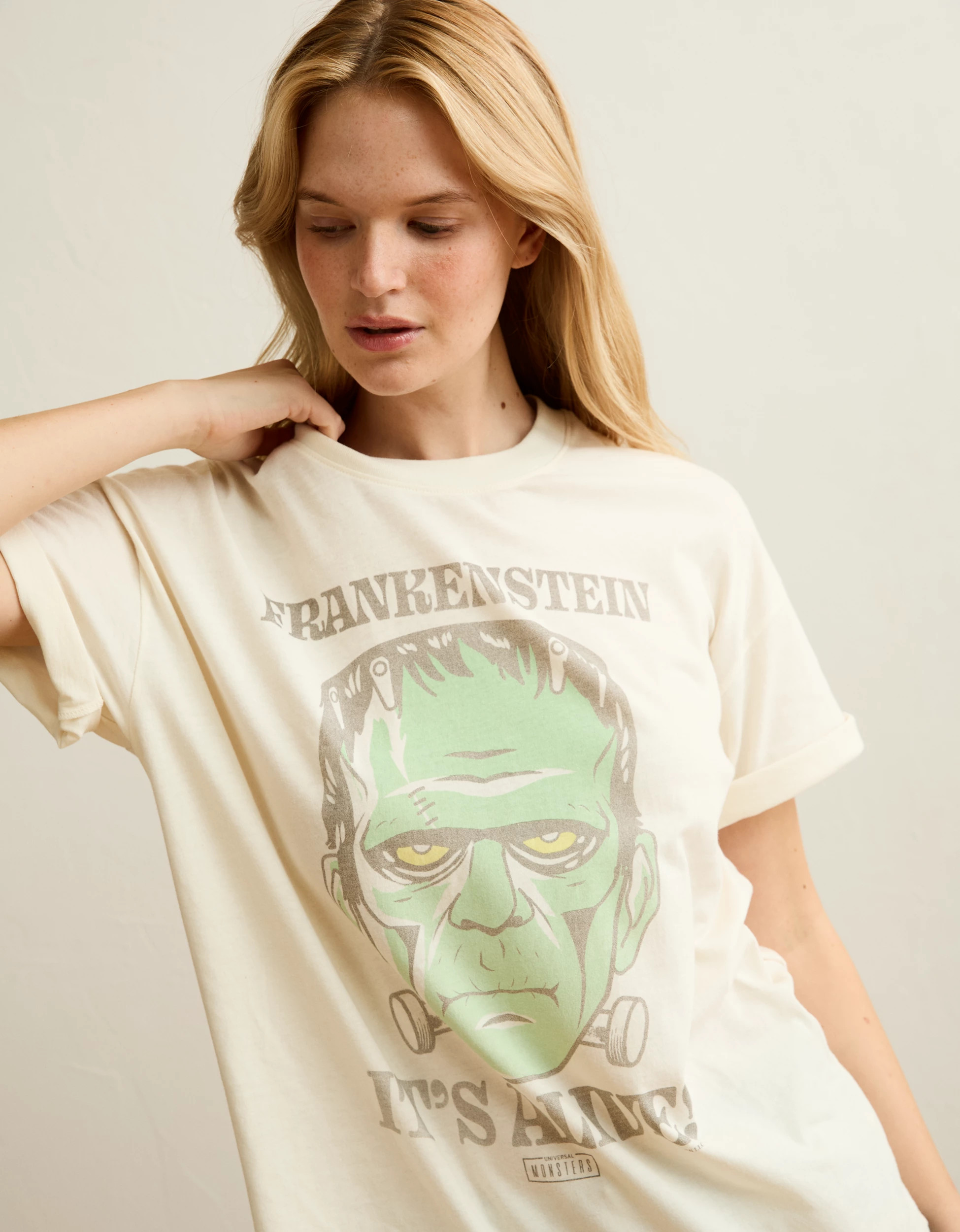 AE Oversized Frankenstein Halloween Graphic T-Shirt | American Eagle Outfitters (US & CA)