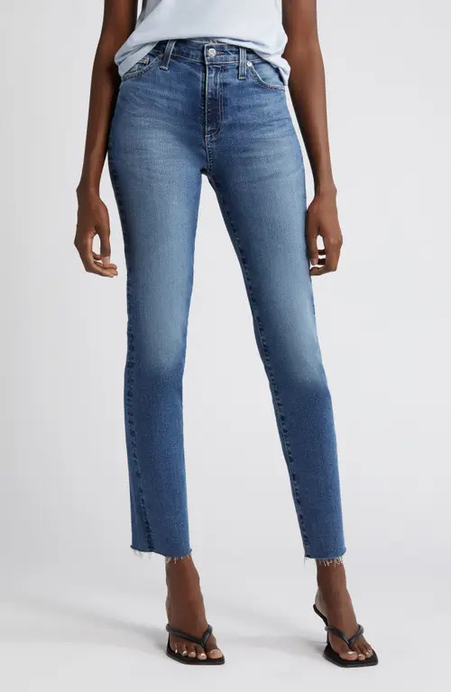 AG Mari Raw Hem High Waist Slim Straight Leg Jeans in 13 Years Disclosure at Nordstrom, Size 25 | Nordstrom