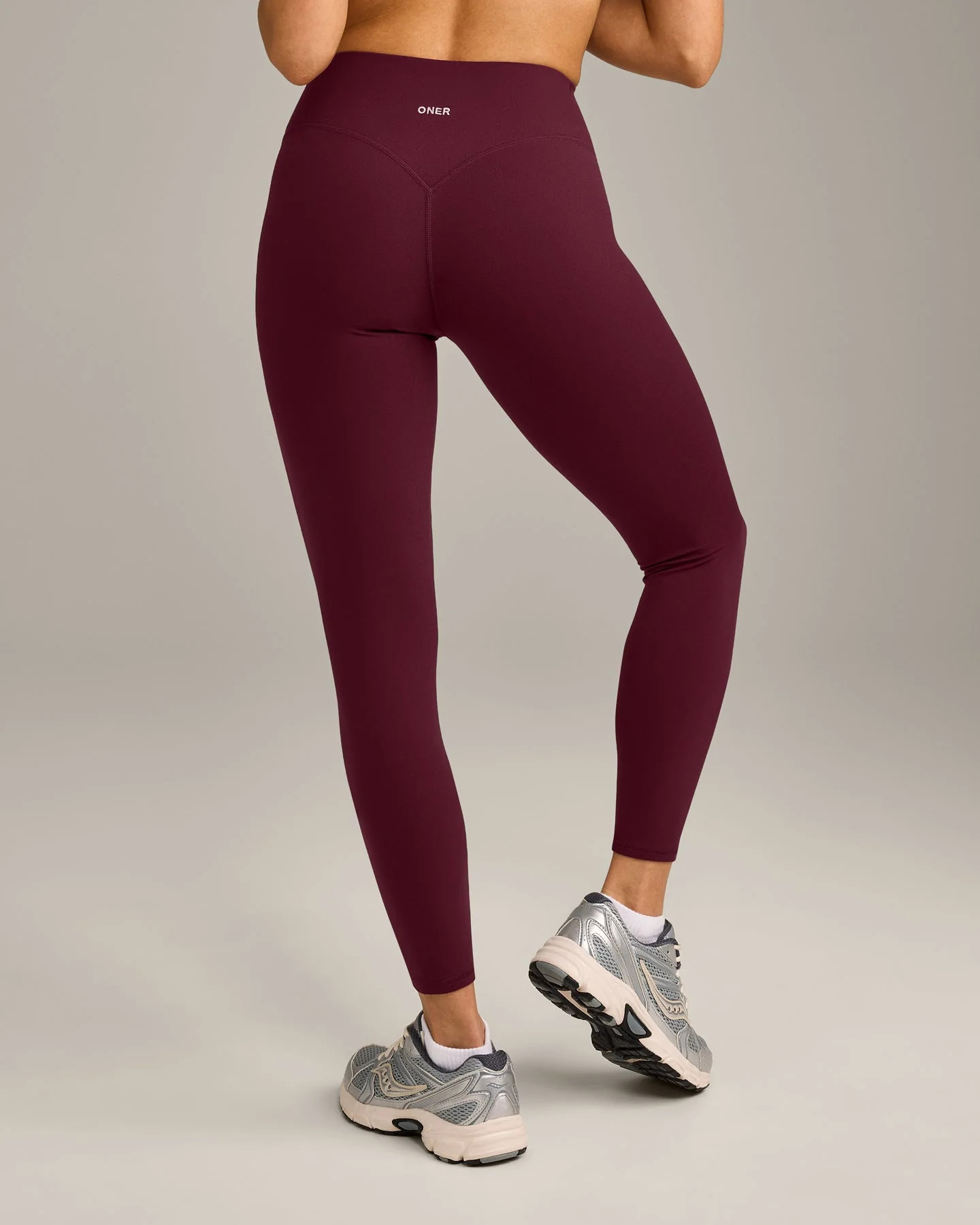 SoftMotion™ High Waisted Leggings with Grey Logo 
 Cherry Lacquer Purple | Oner Active (UK / US)