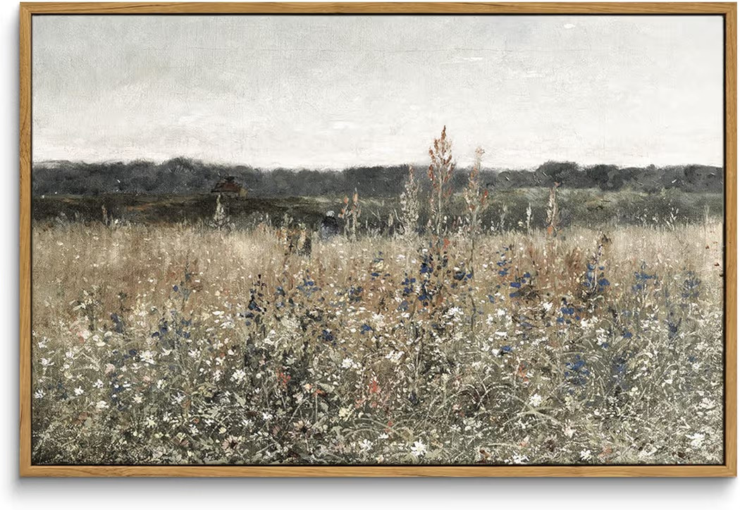 InSimSea Framed Canvas Wall Art Vintage Decor, Wildflower Field Vintage Wall Art Canvas Prints, M... | Amazon (US)