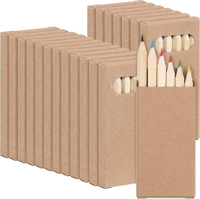 Ctosree 24 Packs 3.5 Inch Mini Colored Pencils Bulk Pencils in Kraft Boxes for Classroom School D... | Amazon (US)