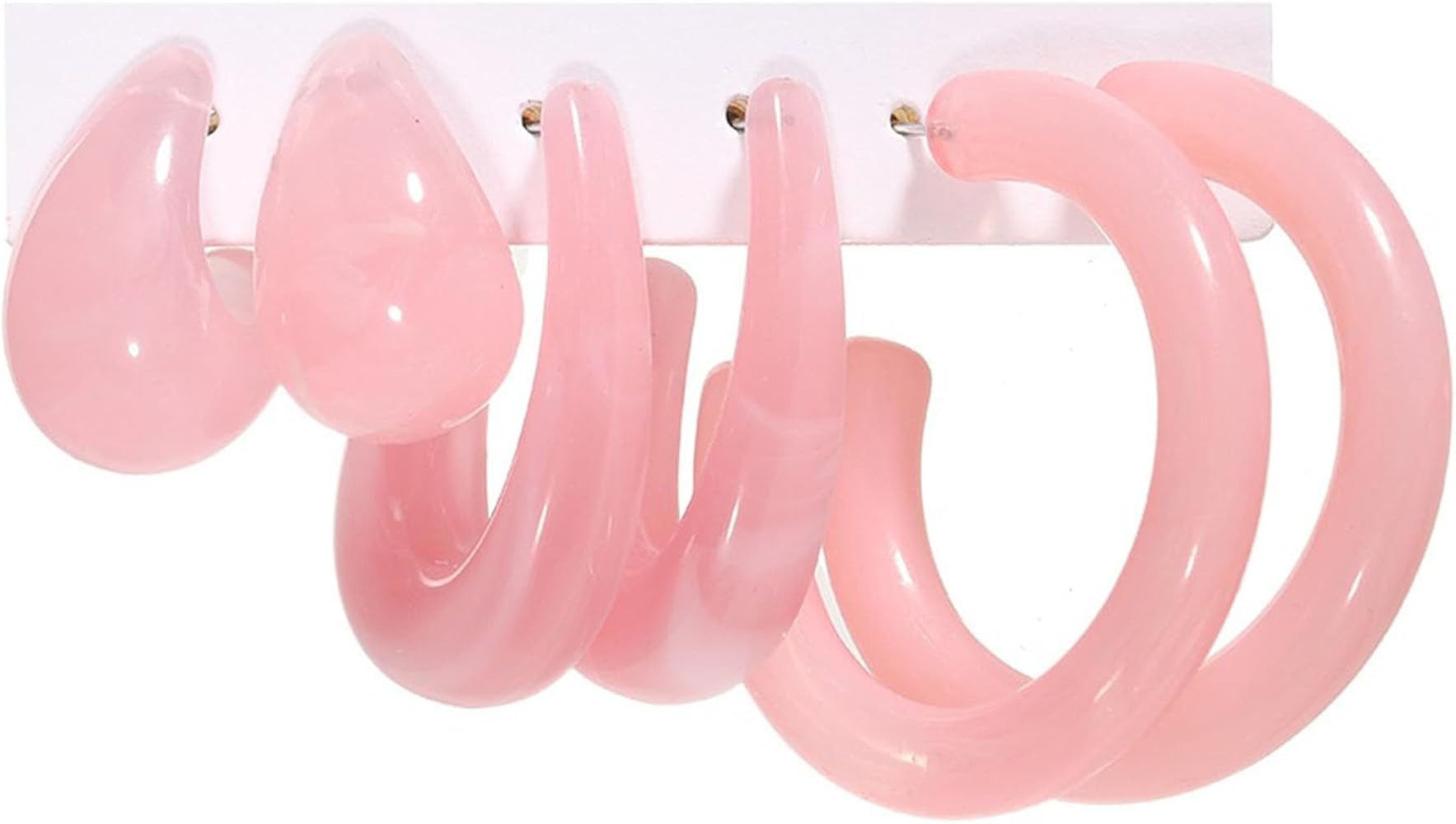 Minimalist Colorful Acrylic Resin 3pairs C Shape Round Circle Hoop Thick Chunky Wide Thin Acetic ... | Amazon (US)