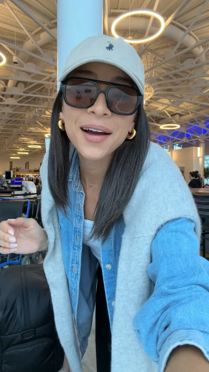 Comfy and chic airport outfit ✈️ These pants are so comfortable, lightweight and buttery soft! Paired with the softest denim shirt they make for a super cute and practical travel outfit! Use code NENAXSPANX for 15% off the pants - Wearing size S tall pants, S denim shirt (7 yrs pctr ths bleu), size S white tanks and size M sweater (sized up for an oversized fit)

errands outfit , loungewear, denim shirt jacket, denim jacket, Spanx pants, Spanx code, mom outfit, postpartum outfit, work from home outfit, travel outfits, closet staples, wardrobe staples

#LTKSeasonal #LTKSaleAlert