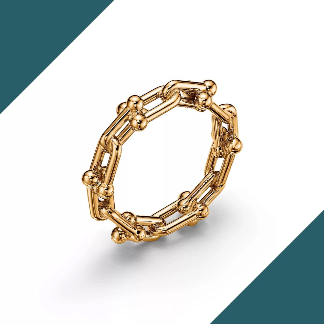 HardWear Micro Link Ring in 18K/14K/10K Yellow/White/Rose Gold, Wedding Ring, beautiful statement... | Etsy (US)