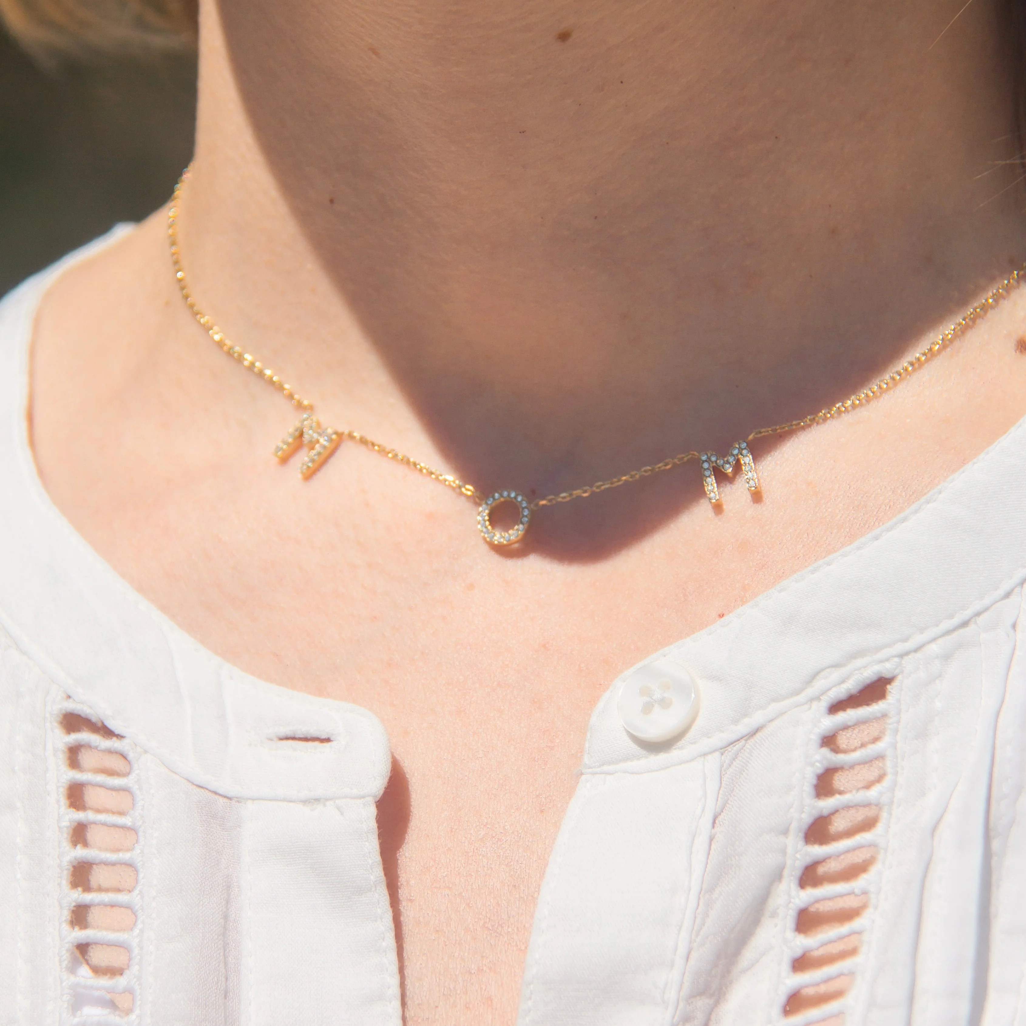 Mom Crystal Pavé Necklace | Victoria Emerson