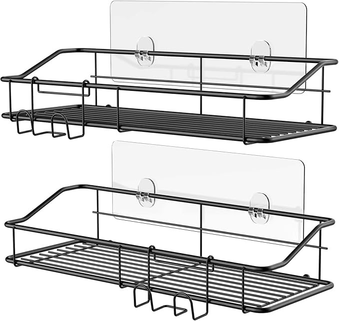Nieifi Shower Caddy Shelf with Hooks Storage Rack Organizer Adhesive Stainless Steel Without Dril... | Amazon (US)