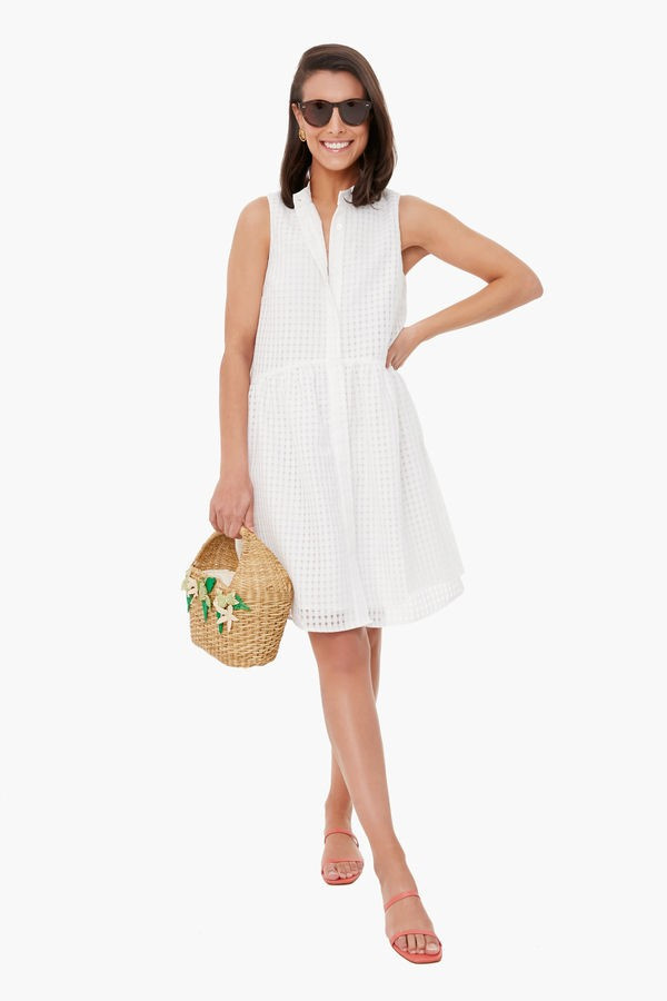 White Burnout Sleeveless Royal Shirt Dress | Tuckernuck (US)