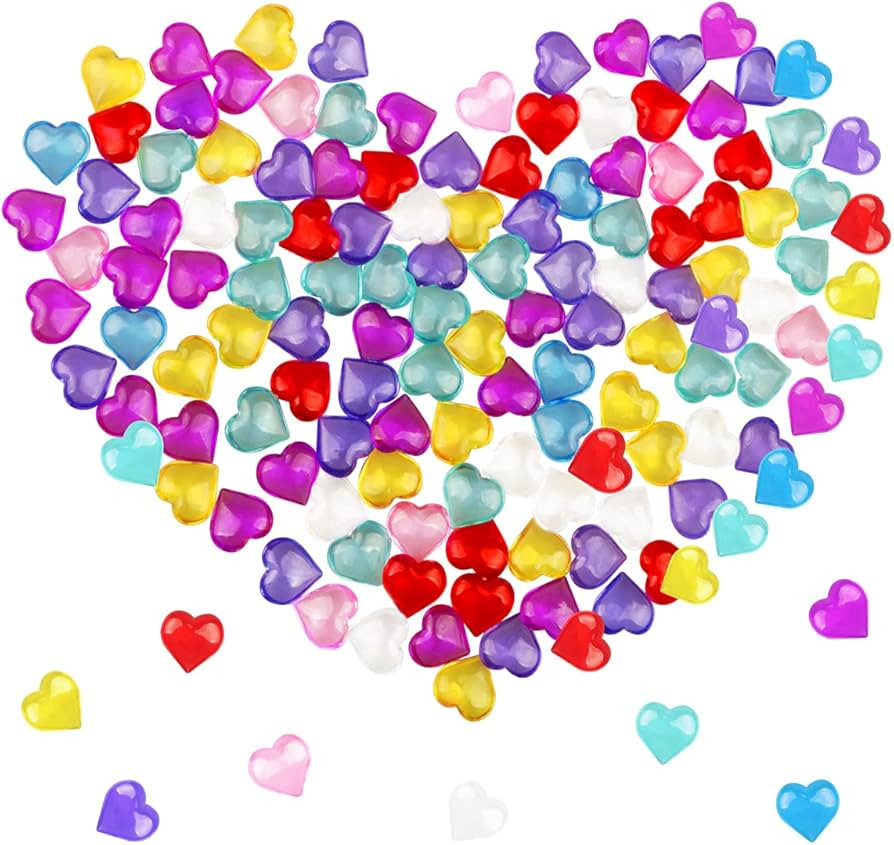 Fangoo 110 Pieces Assorted Color Heart Colorful Heart Gems Valentine's Day Heart Ornaments for Va... | Amazon (US)