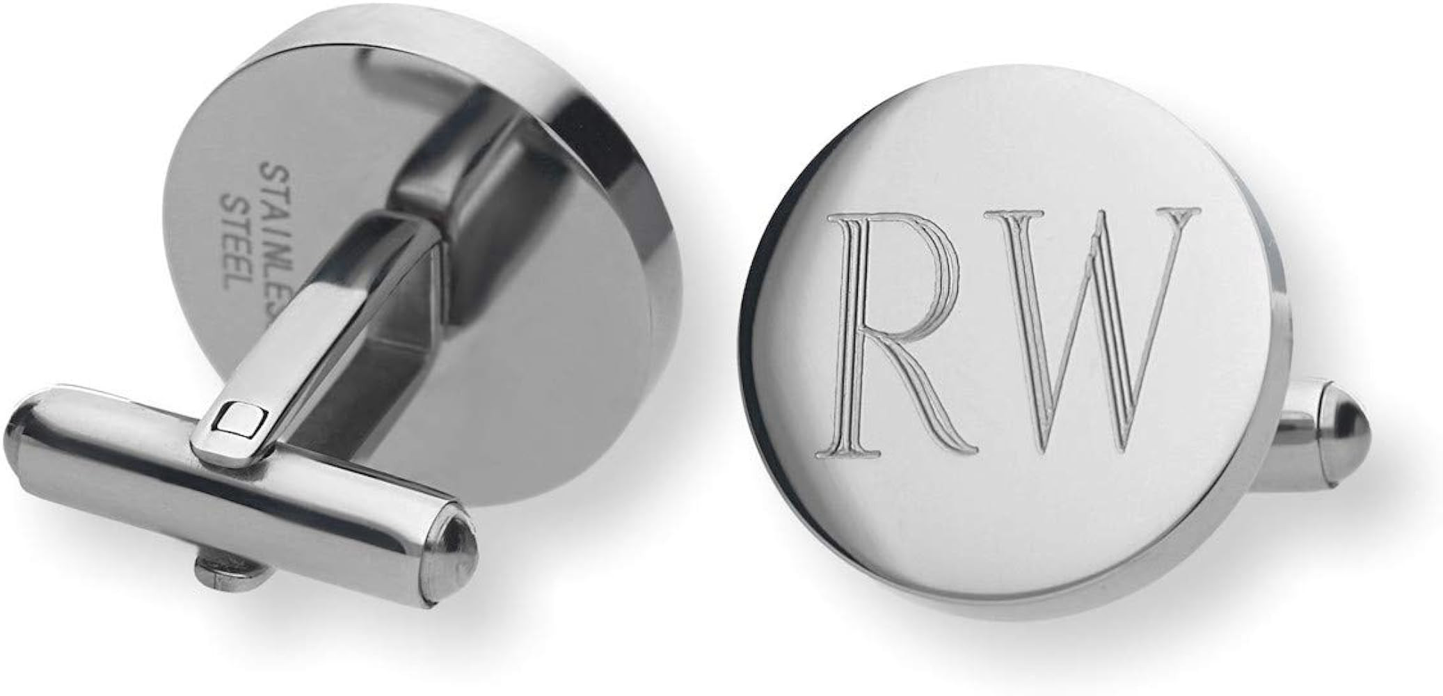 Pearlina Personalized Cufflinks for Men - Stainless Steel 18mm Engraved Cuff Links - Custom Initi... | Amazon (US)