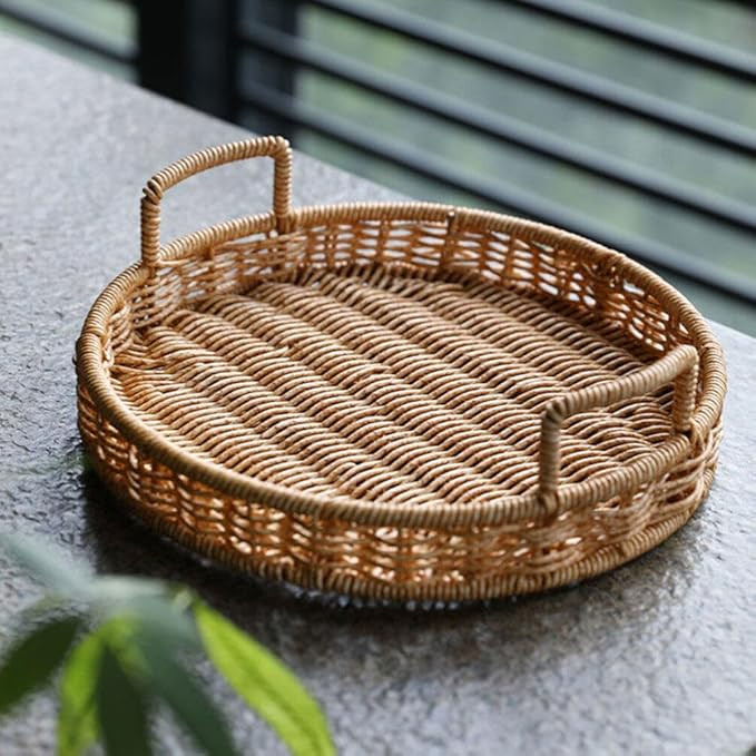 STOBAZA Tabletop Woven Storage Basket Imitation Rattan Design for Fruits Bread Snacks Multi-purpo... | Amazon (US)