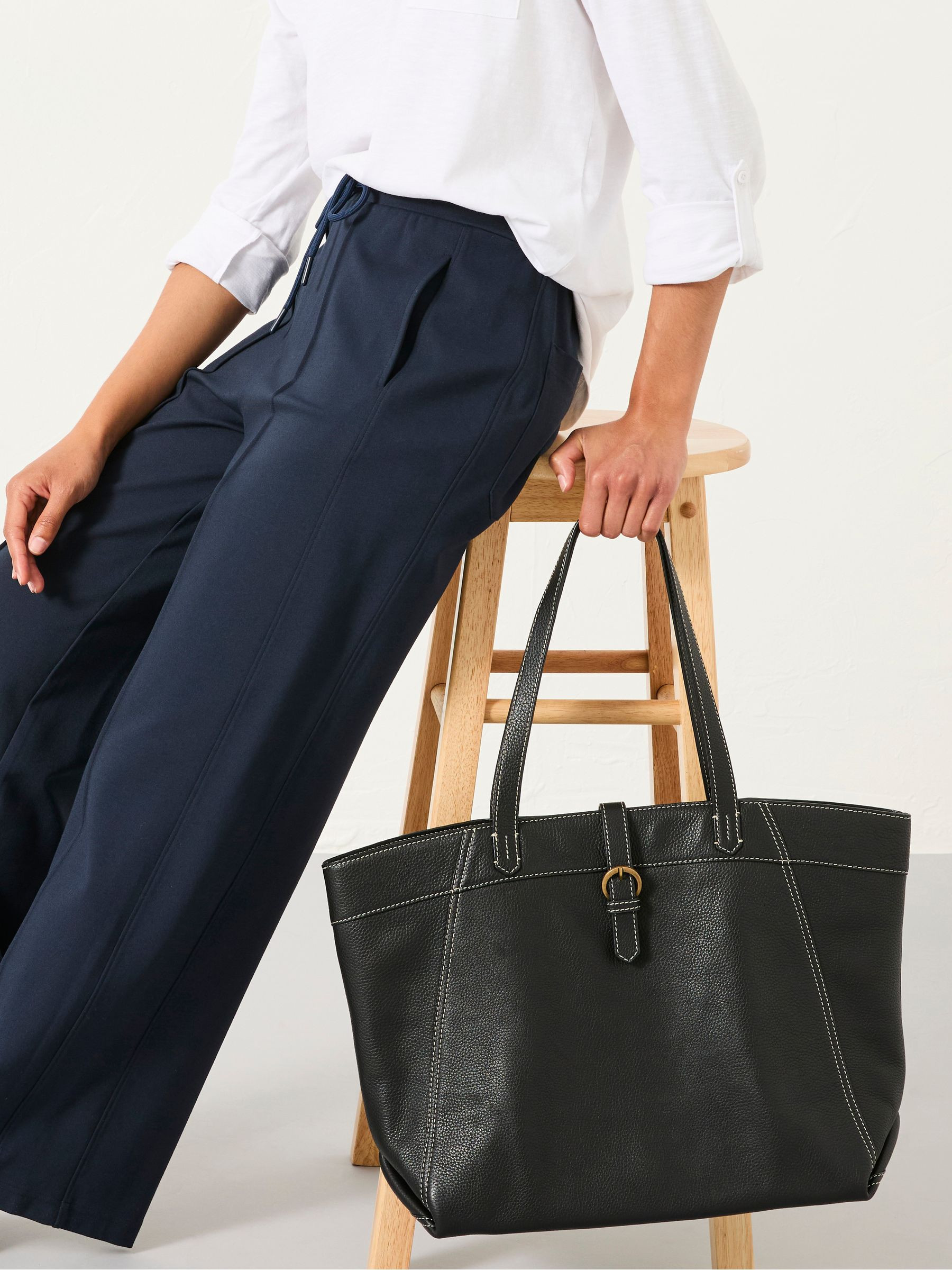 Tilly Black Leather Tote Bag | FatFace | Fat Face