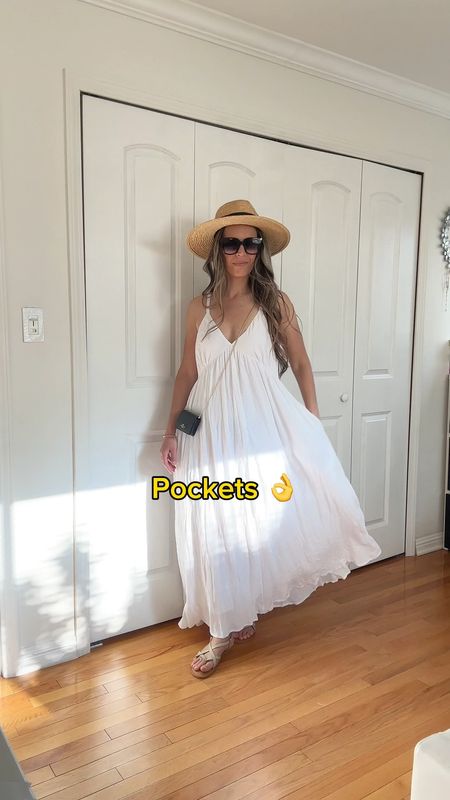 White dress is sz S and have pockets

Nude sandals flat are true to size

This is my favorite sun hat!

Micro coach bag is uaed aa wallet on a chain



#LTKover40 #LTKfindsunder50 #LTKVideo