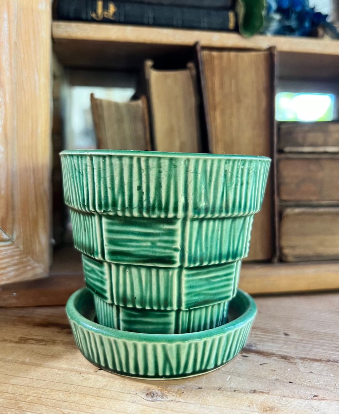 Vintage Mccoy Planter / Flower Pot / Green / Basketweave / MCM / Plant - Etsy | Etsy (US)