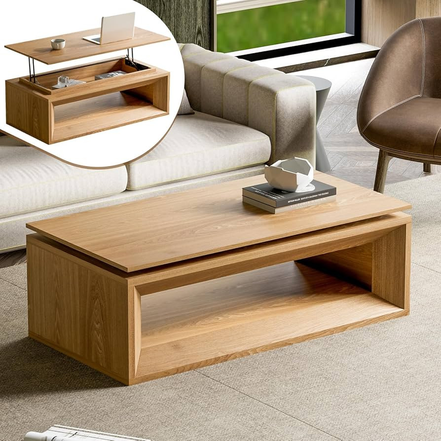 Lift Top Coffee Table with Solid Wood Veneered, Modern Lift Coffee Tables with Storage and Adjust... | Amazon (US)
