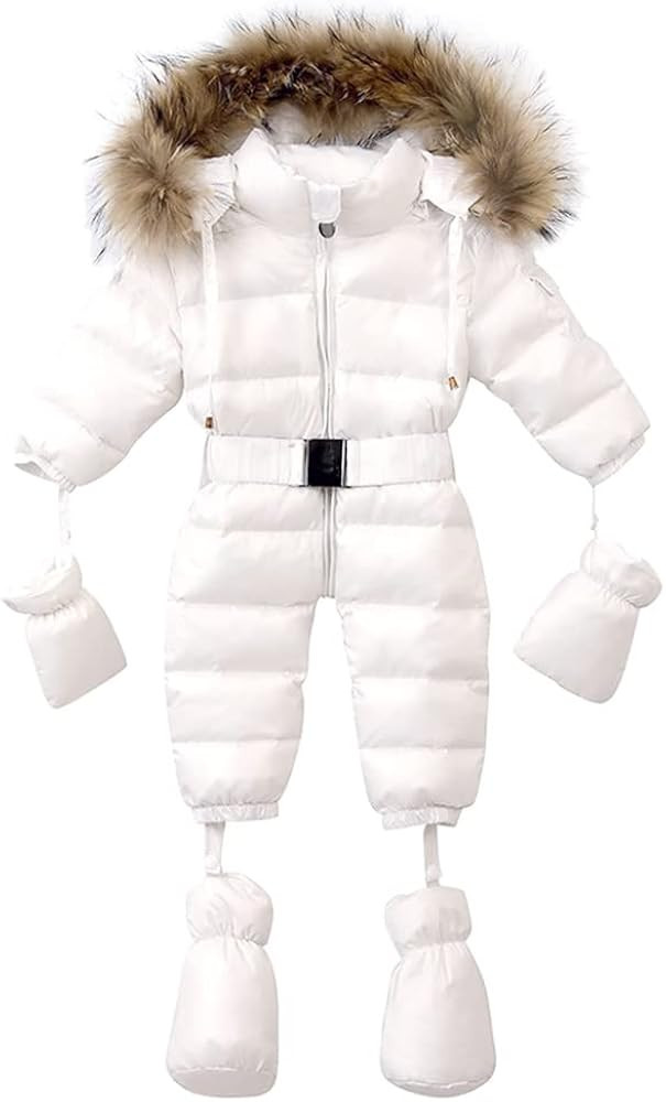 Y·J Back home Waterproof Down Filled Snowsuit For Unisex Baby, With Gloves&Shoes&Pompom Hat | Amazon (US)
