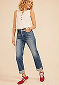 Risen® High Rise Tummy Control Panel Cuffed Hem Straight Jean | Maurices