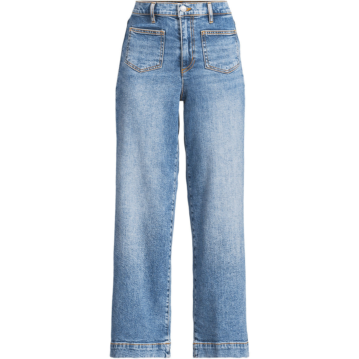 Women's Denim High Rise Patch Pocket Crop Jeans | Lands' End (US)
