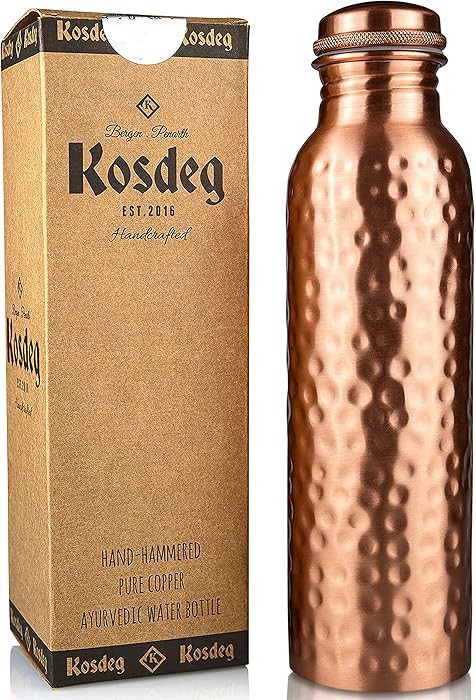 Copper Water Bottle - 34 Oz Extra Large - A Hammered Ayurvedic Pure Copper Vessel For Drinking - ... | Amazon (US)