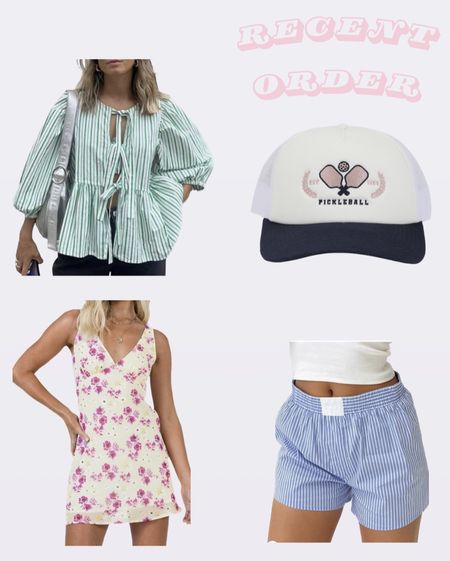Recent Amazon order 🛍️🛒 amazon finds, trucker hat, women’s boxer shorts, bow tie top, Pinterest outfit, trendy spring outfit

#LTKSeasonal #LTKU #LTKfindsunder50