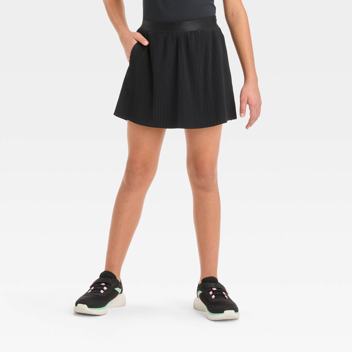 Girls' Pleated Woven Skort - All In Motion™ Black XS | Target