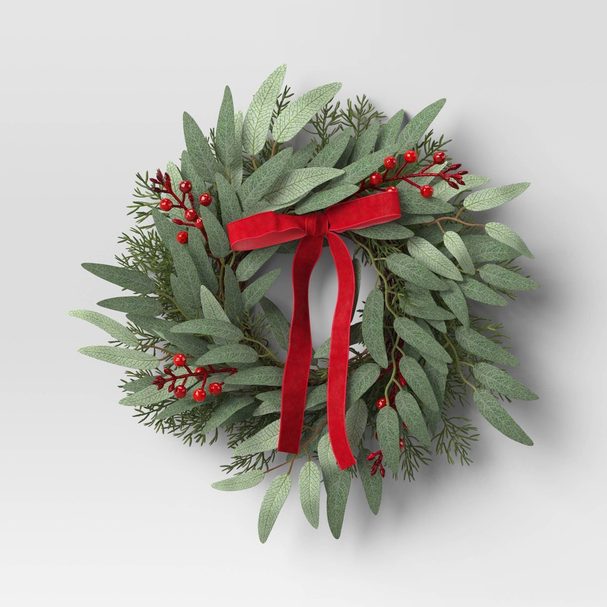 Mini Eucalyptus with Red Berry Christmas Wreath - Threshold™ | Target