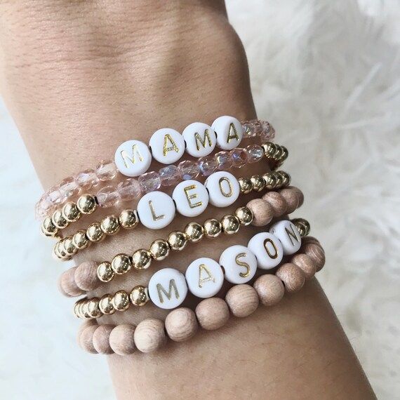 Bead Name Bracelet, Customized Name Bracelet, Gold Bead Bracelets, Gold Letter Beads | Etsy (US)