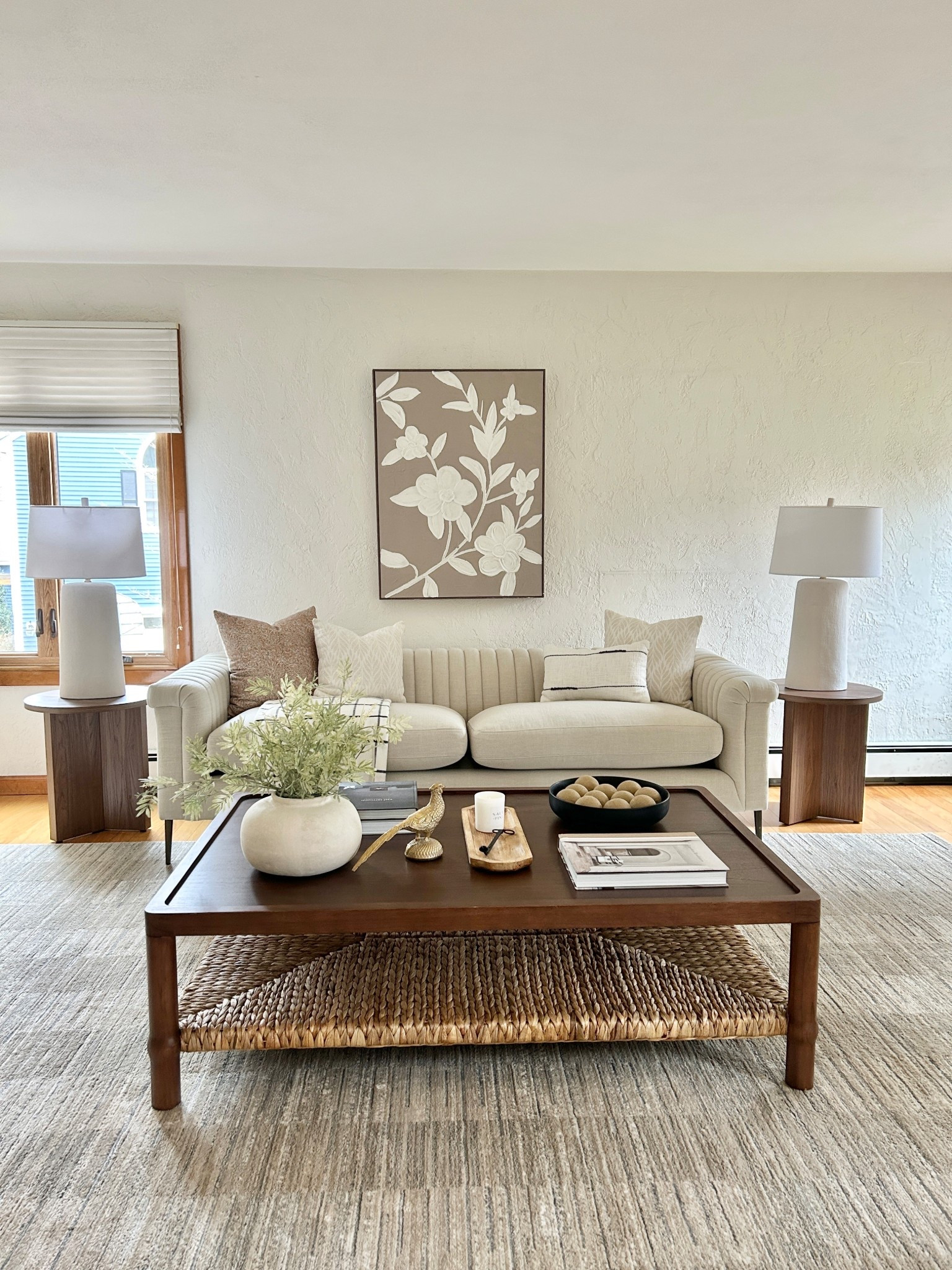 Gorgeous large coffee table with woven shelf.

#coffertable

#LTKHome