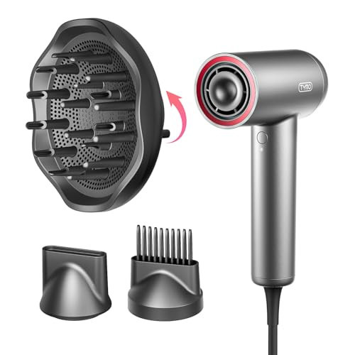 TYMO Hair Dryer with Diffuser, 1500W High-Speed Professional Blow Dryer with Comb for Fast Drying, 110,000RPM Brushless Motor, 200 Million Ionic Hairdryer Zero Damage, 3 Speeds & 4 Temps, Low-Noise | Amazon (US)