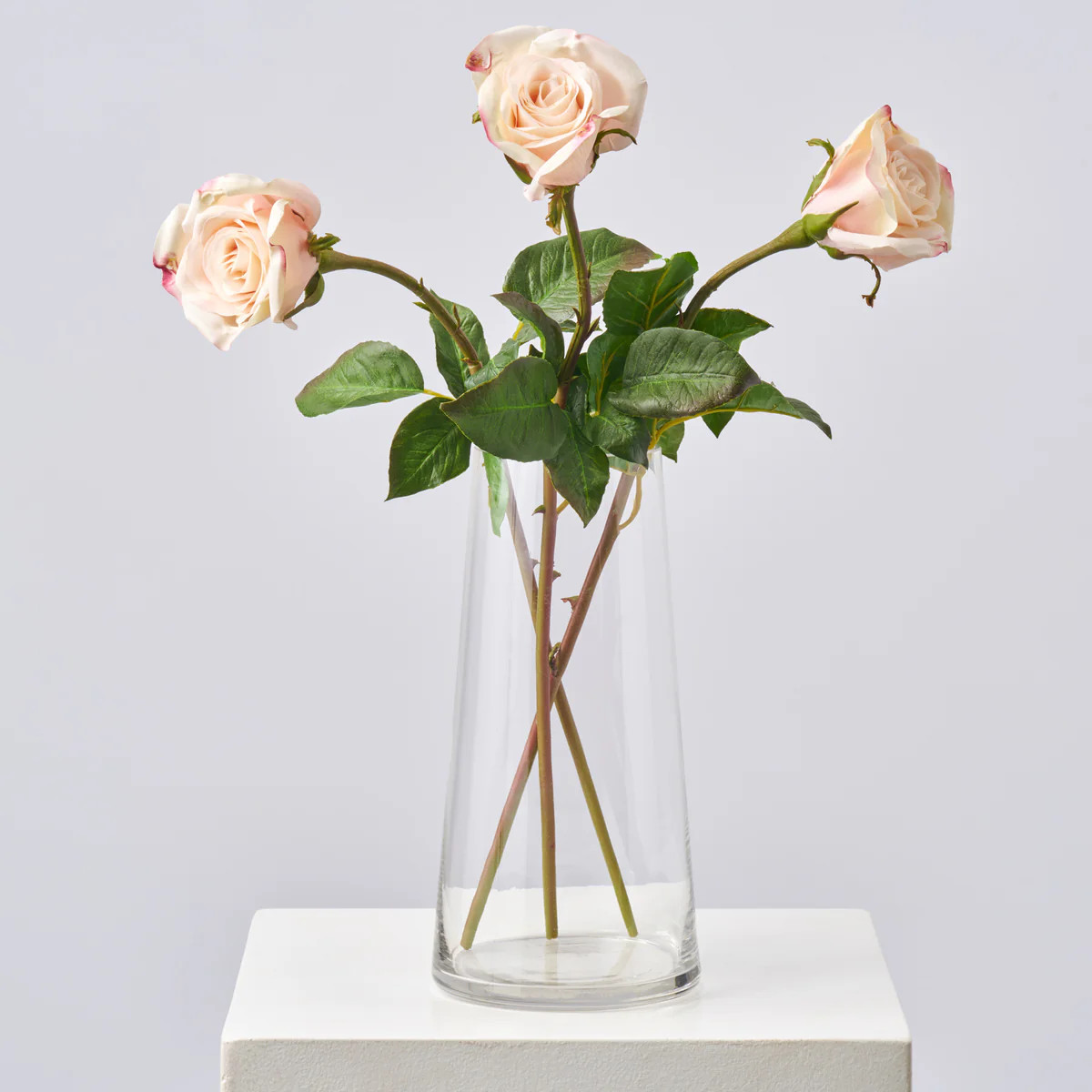 Real Touch Light Pink Dutchess Rose Medium Bloom Single Faux Floral Stem Spray - 20" | Darby Creek Trading